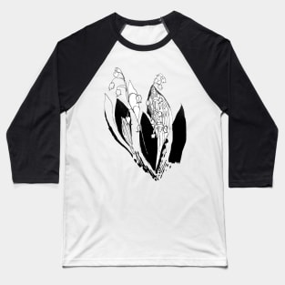 lily of the valley silver bells black and white illustration hand drawn sketch Baseball T-Shirt